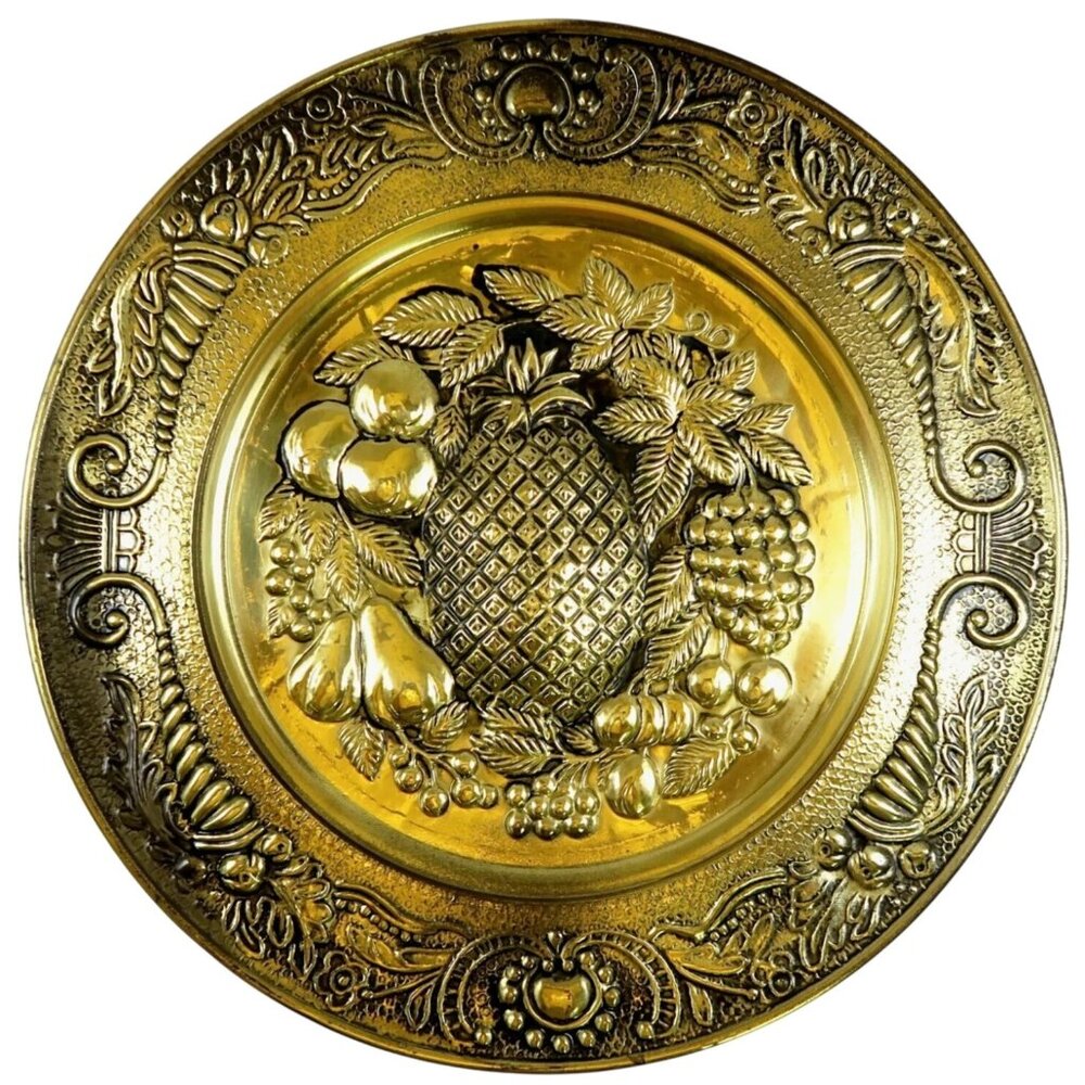 Peerage Pineapple & Fruits Brass Wall Plate Mid-Century Home Decor England